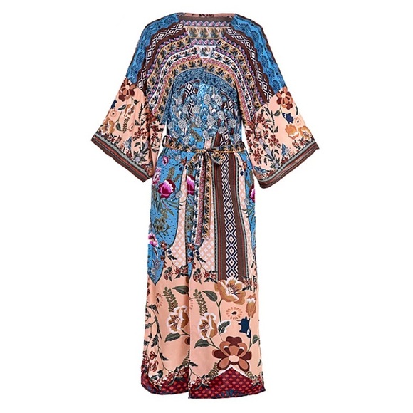 SOLD OUT Boho Floral Muti Color Kimono Robe - Picture 6 of 8